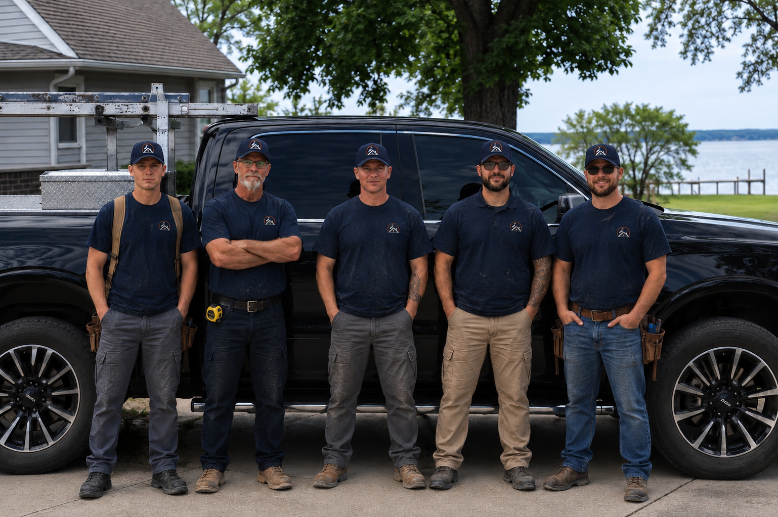 Love To Build Homes crew standing beside their work van